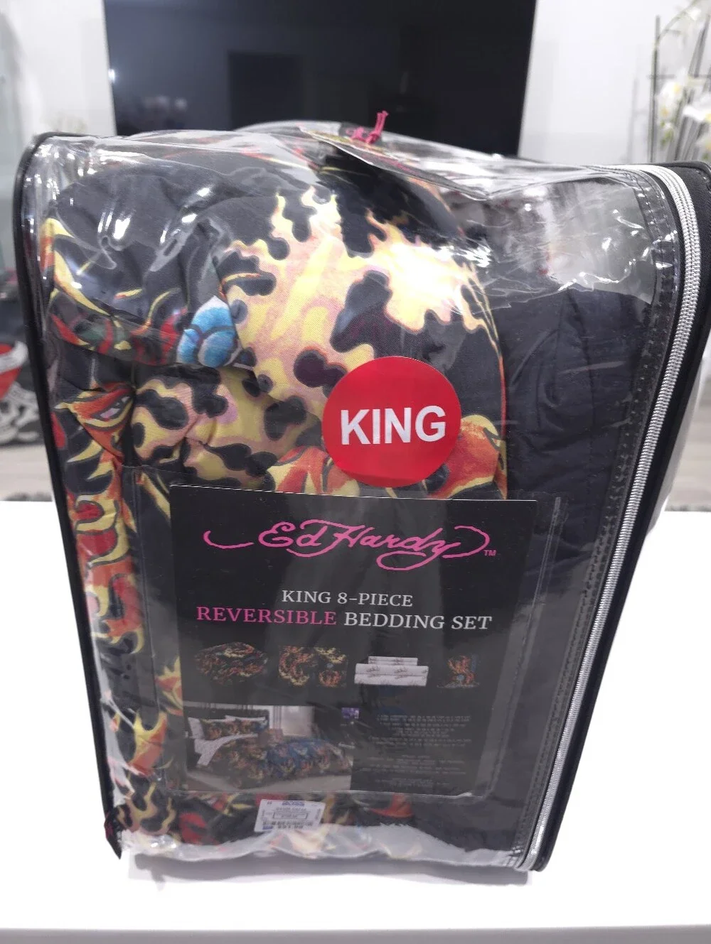 Ed Hardy KING 8 Piece Dragon Comforter Bedding Set New